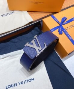 Alternative view of Louis Vuitton Silver Tone Buckle LV Iconic 38mm Belt Dark Blue For Men