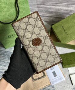 Gucci Marmont Long ID Wallet With Interlocking G Brown For Men 7in/18cm GG