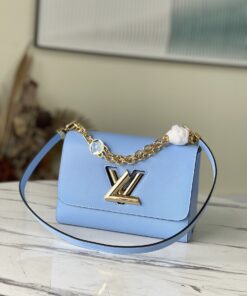 Louis Vuitton Twist MM Monogram Flower Bleu Nuage Blue For Women, Shoulder And Crossbody Bags 9.1in/23cm LV M59627 - Image 3