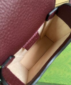 Gucci Horsebit 1955 Mini Bag Beige And Burgundy GG Supreme Canvas For Women 6.7in/17cm GG 625615F6B3G9865 - Image 9