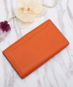 Alternative view of Hermes Constance Togo Long Wallet 20cm/7.9in Silver Toned Hardware For Women Orange