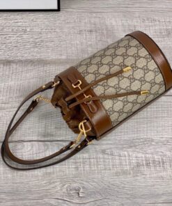Gucci Horsebit 1955 Small Bucket Bag In GG Supreme Canvas Brown For Women 7.5in/19cm GG 637115 92TPG 8563 - Image 5