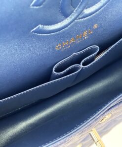 Chanel Classic Flap Bag Medium Crossbody 10in/ 25.5cm Blue Gold Hardware For Women - Image 6