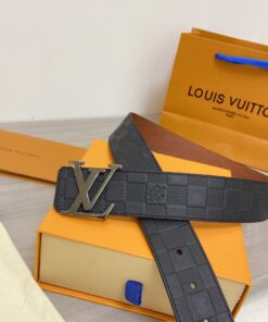 Louis Vuitton Initiales Reversible 40mm Belt Damier Embossed Silver Hardware For Men - Image 4