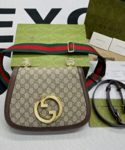 Gucci Blondie Medium Shoulder Bag 11.4in/ 29cm Beige/ Ebony GG Supreme Canvas Gold Hardware For Women 699210 96IWG 8745 - Image 8