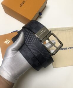 Alternative view of Louis Vuitton Sliver Tone Buckle Damier Belt Black For Women