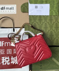 Gucci GG Marmont Mini Top Handle Bag Red For Women 8.3in/21cm - Image 4