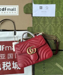 Gucci GG Marmont Mini Top Handle Bag Red For Women 8.3in/21cm - Image 3