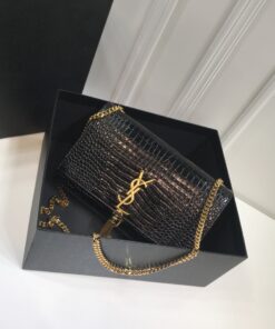 Saint Laurent Kate Medium Chain Bag With Tassel In Embossed Crocodile Black For Women 9.4in/24cm YSL 354119DND0J1000 - Image 7