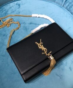 Saint Laurent Kate Medium Chain Bag With Tassel In Grain De Poudre Black For Women 9.4in/24cm YSL 354119BOW0J1000 - Image 9