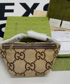 Gucci Jumbo GG Belt Bag Camel And Ebony Jumbo GG Canvas 15.3in/39cm GG 696031 UKMDG 2570 - Image 15