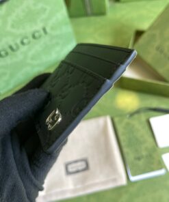 Gucci Signature Card Case Black Metal Hardware For Men 4in/10cm GG ‎473927 CWC1N 1000 - Image 4