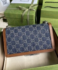 Gucci Dionysus Small Shoulder Bag Dark Blue And Ivory Eco Washed Organic GG Jacquard Deni For Women 11in/28cm 400249 2KQFN 4483 - Image 8