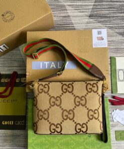 Gucci Jumbo GG Messenger Bag Camel And Ebony Jumbo GG Canvas For Women 9.6in/24.5cm GG 703468 92THF 1000 - Image 7