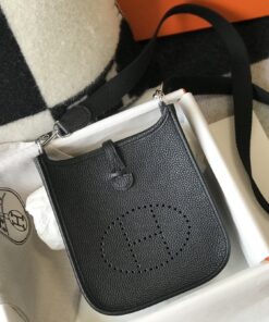 Hermes Evelyne 16 Amazone Bag Black With Silver-Toned Hardware For Women, Shoulder and Crossbody Bags 6.3in/16cm H069426CKAV - Image 3