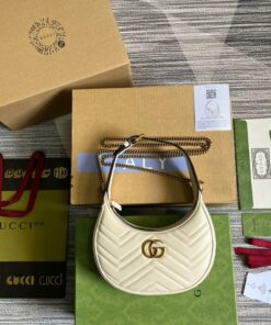 Gucci Marmont Half Moon Shaped Mini Bag White For Women, Women’s Bags 8.5in/22cm GG 699514 DTDHT 9022 - Image 14