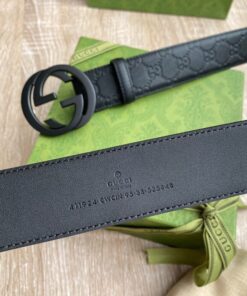 Gucci Signature Belt Black GG, Women Belt 411924 - Image 6