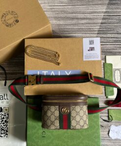 Gucci Ophidia Belt Bag With Web Beige/Ebony Soft GG Supreme Canvas 7.1in/18cm GG 699765 96IWG 8745 - Image 12