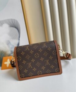 Louis Vuitton Mini Dauphine Crossbody Bag 7.9in/ 20cm Brown Monogram Canvas Gold Hardware For Women M45959 - Image 3
