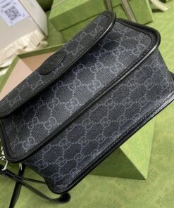 Gucci Messenger Bag With Interlocking G Black Supreme Canvas For Men 8in/21cm 674164 92THN 1000 - Image 4