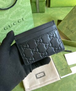 Alternative view of Gucci Signature Card Case GG Embossed in Black For Men 4in/10cm GG 233166 CWC10 1000