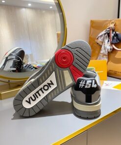 Louis Vuitton Trainer Sneaker Black/Grey Virgil Abloh For Men - Image 4