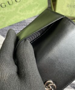 Gucci GG Marmont Card Case Black with Silver Hardware 4.5in/11cm GG 428737 0YK0N 1000 - Image 3