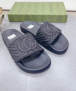 Gucci Quilted GG Rubber Slide Black For Men 601041 JD600 1000 - Image 4