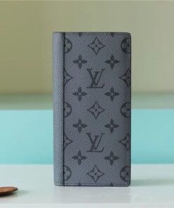 Louis Vuitton Brazza Wallet Monogram Eclipse Canvas For Men, 7.5in/19cm
