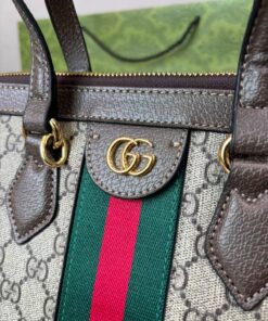 Gucci Ophidia Medium Top Handle Bag 13in/ 33cm Beige/Ebony Supreme Canvas Gold Hardware For Women 524537 K05NB 8745 - Image 7