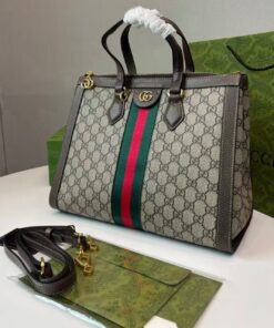 Gucci Ophidia Medium Top Handle Bag 13in/ 33cm Beige/Ebony Supreme Canvas Gold Hardware For Women 524537 K05NB 8745 - Image 9