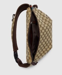 Gucci Small GG Belt Bag Beige And Dark Brown For Men 12.6in/32cm 804262 FADUK 9853 - Image 8
