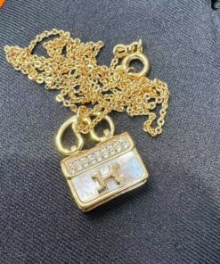 Alternative view of Hermes Amulettes Constance Necklace Gold Tone For Women