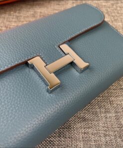 Alternative view of Hermes Constance Togo Long Wallet 20cm/7.9in Silver Toned Hardware For Women Blue