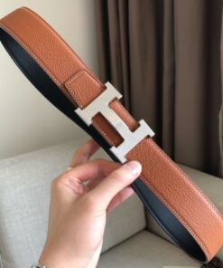Hermes H Guillochee Belt 32mm Buckle And Reversible Leather Strap Noir H064540CK05 - Image 3