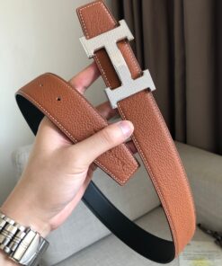 Hermes H Guillochee Belt 32mm Buckle And Reversible Leather Strap Noir H064540CK05 - Image 5