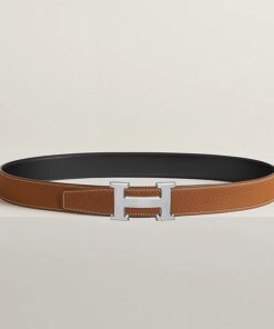 Alternative view of Hermes H Guillochee Belt 32mm Buckle And Reversible Leather Strap Noir H064540CK05