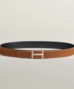 Hermes Hisseo Belt Buckle And Reversible Leather Strap 32 mm Noir/Brown H073967CAAA075 - Image 3