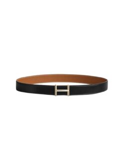 Hermes Hisseo Belt Buckle And Reversible Leather Strap 32 mm Noir/Brown H073967CAAA075