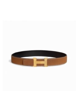 Hermes Mini Constance Guillochee Buckle Reversible 38mm Belt Brown/ Black