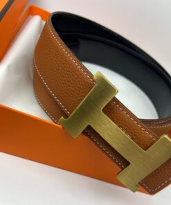 Hermes Mini Constance Guillochee Buckle Reversible 38mm Belt Brown/ Black - Image 3