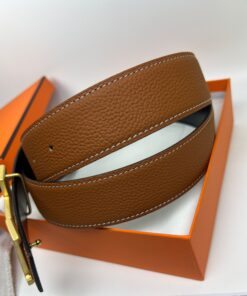 Hermes Mini Constance Guillochee Buckle Reversible 38mm Belt Brown/ Black - Image 4