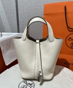 Hermes Picotin Lock 18 White Bag For Women 7.1in/18cm - Image 5
