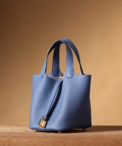 Alternative view of Hermes Picotin Lock 18 Top Handle Bag 7.1in/ 18cm Blue Saphir Gold Hardware For Women