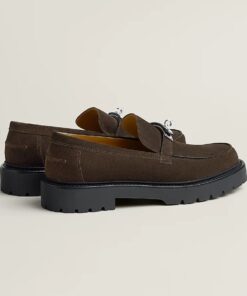 Hermes Icone Loafers Marron Ebene For Men H242908ZAME410 - Image 4