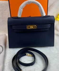 Hermes Kelly 19 Blue France Epsom Bag For Women, Shoulder Bags 7.5in/19cm