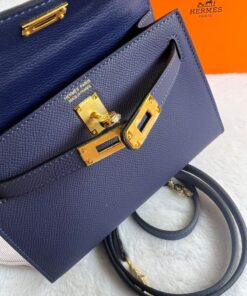 Alternative view of Hermes Kelly 19 Blue France Epsom Bag For Women, Shoulder Bags 7.5in/19cm