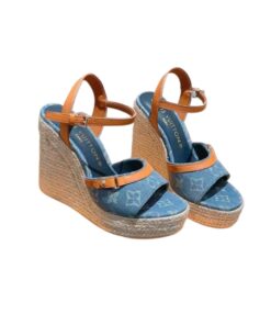 Louis Vuitton Helios Wedge Sandal Blue For Women 1ACIZV