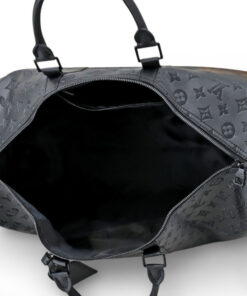 Louis Vuitton Keepall Bandouliere 50 Travel Bag 19.7in/ 50cm Black Monogram Shadow Matte Black Hardware M44810 - Image 6