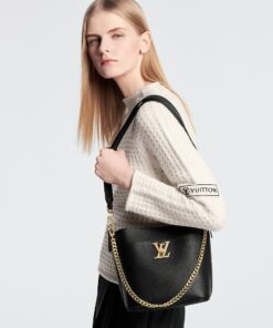 Louis Vuitton Lock And Walk Bag Black For Women M24006- 20.5 Cm/ 8 Inches - Image 3
